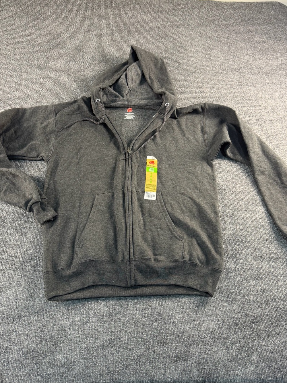 Hanes Men's Charcoal Full-Zip Hooded Sweatshirt